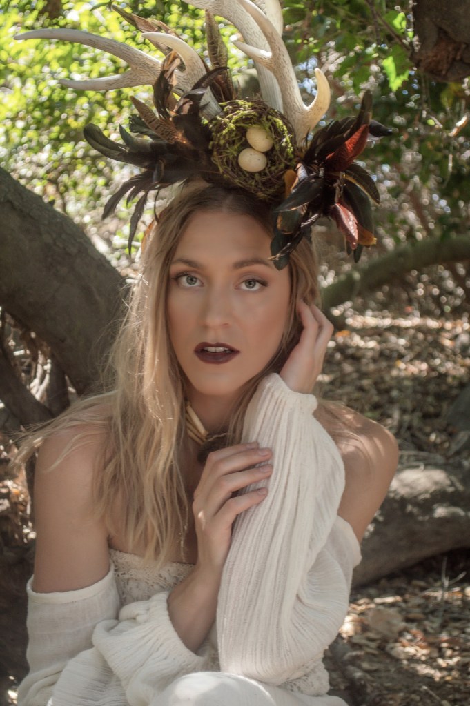 Woman underneath an oak tree