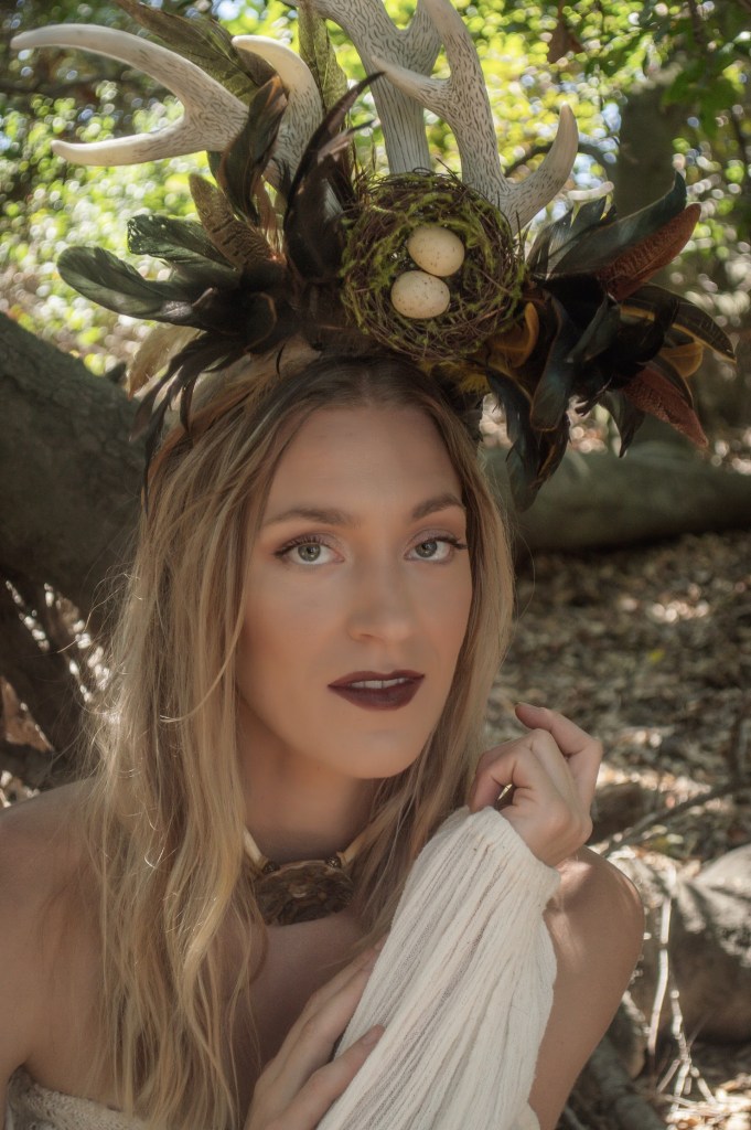 Woman underneath an oak tree